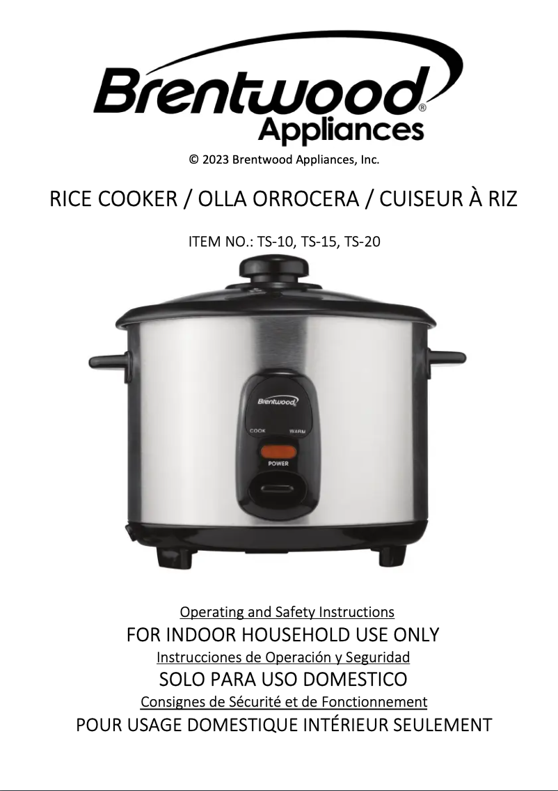 Page 1 de la notice Manuel utilisateur Brentwood TS-15