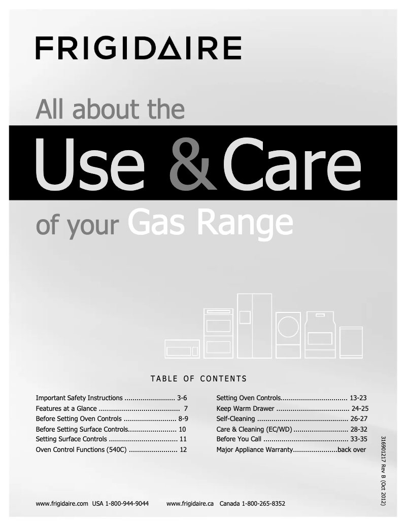 Page n°1 - Manuel utilisateur Frigidaire DGGF3054KF