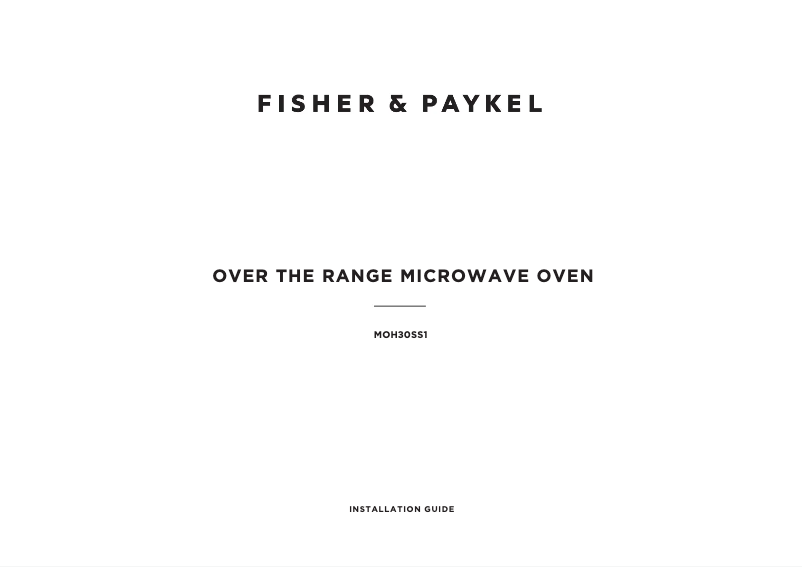 Page 1 de la notice Guide d'installation Fisher & Paykel MOH30SS1