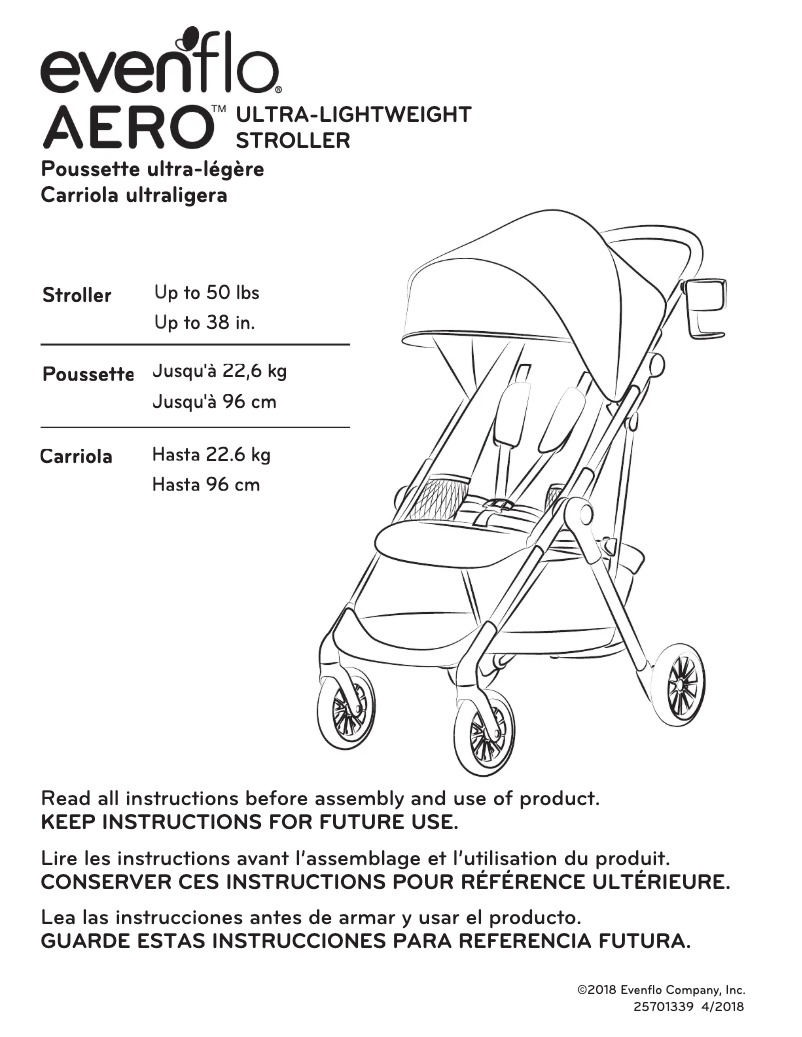 Page 1 de la notice Manuel utilisateur Evenflo Aero