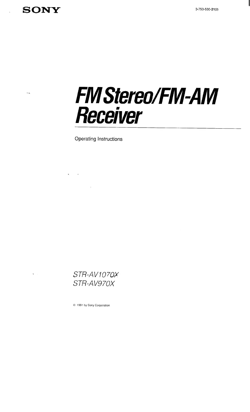 Page 1 de la notice Manuel utilisateur Sony STR-AV970X