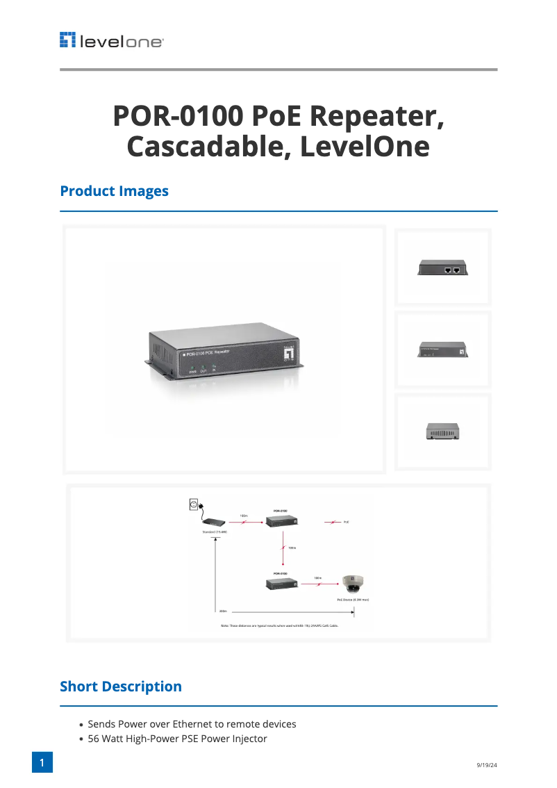 Page n°1 - Fiche technique LevelOne POR-0100