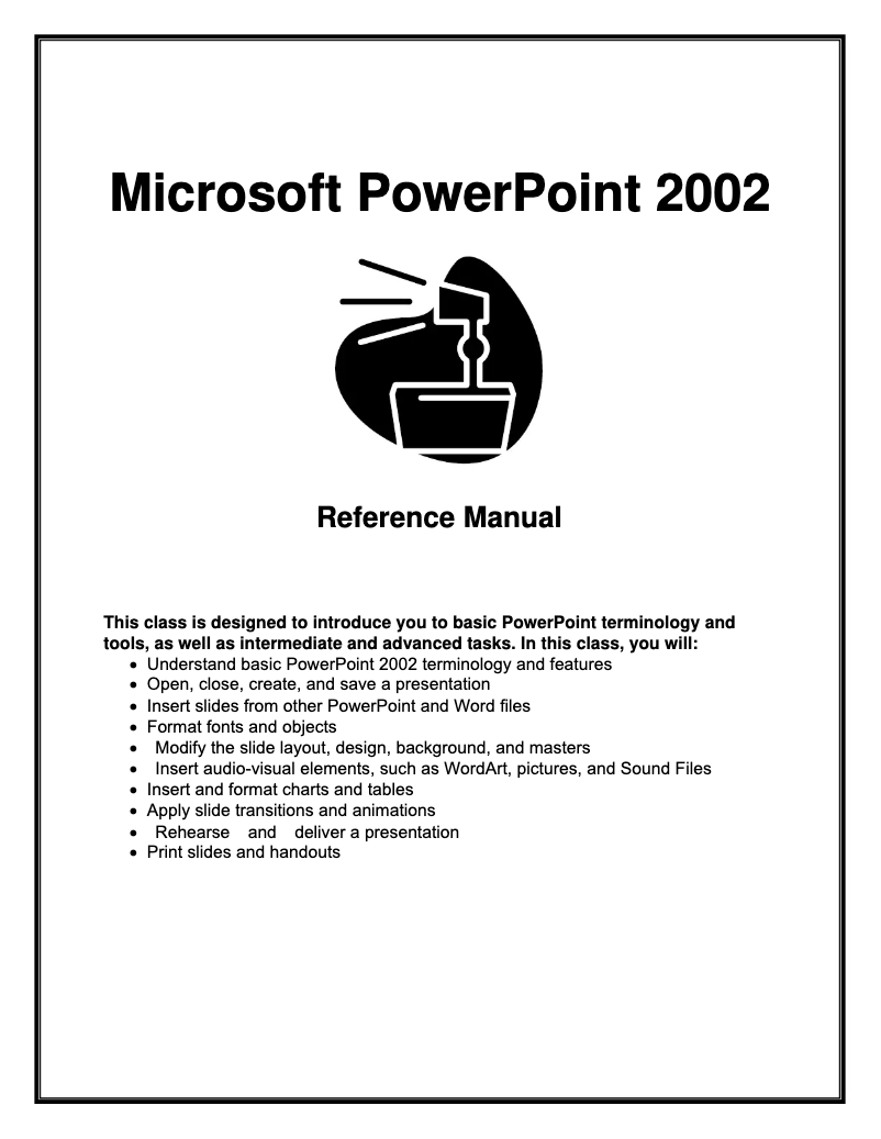Page 1 de la notice Manuel utilisateur Microsoft Powerpoint 2002