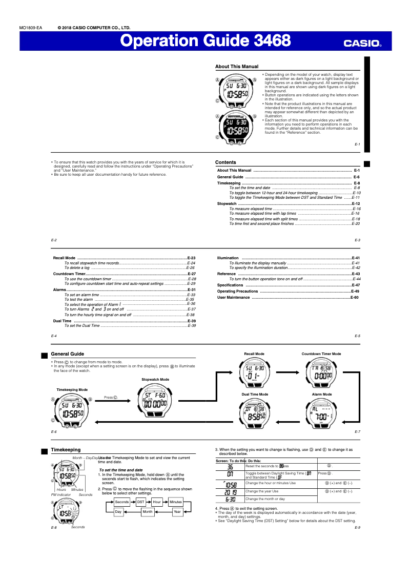 Image de la première page du manuel de l'appareil Collection WS-1000H-3AVEF