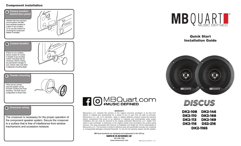 Page n°1 - Mode d'emploi MB Quart Discus DK2-113