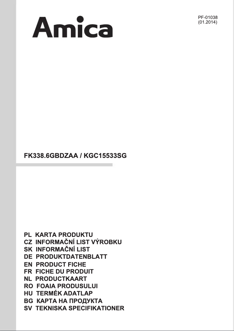 Page n°1 - Manuel utilisateur Amica FK338.6GBDZAA