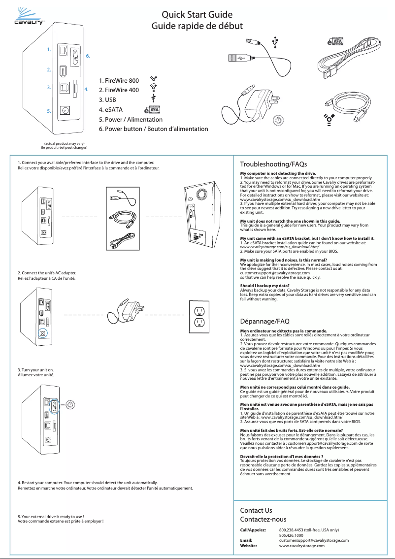 Page 1 de la notice Manuel utilisateur Cavalry CAXA3701T0