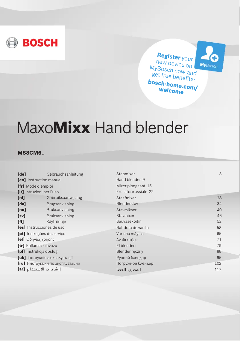 Page n°1 - Manuel utilisateur Bosch MaxoMixx MS8CM6110