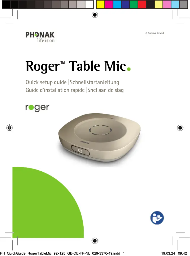 Page 1 de la notice Manuel utilisateur Phonak Roger Table Mic