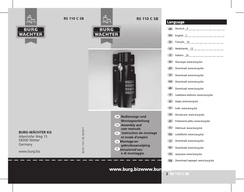 Image de la première page du manuel de l'appareil RS 110