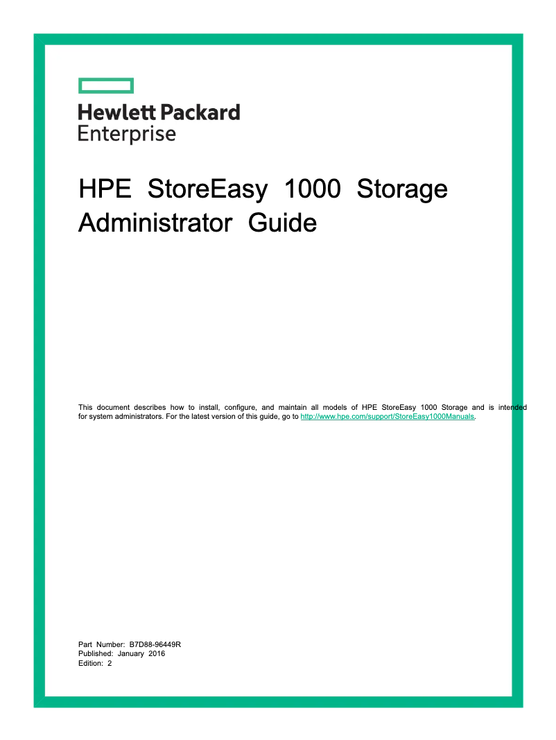 Page n°1 - Manuel utilisateur HP StoreEasy 1450