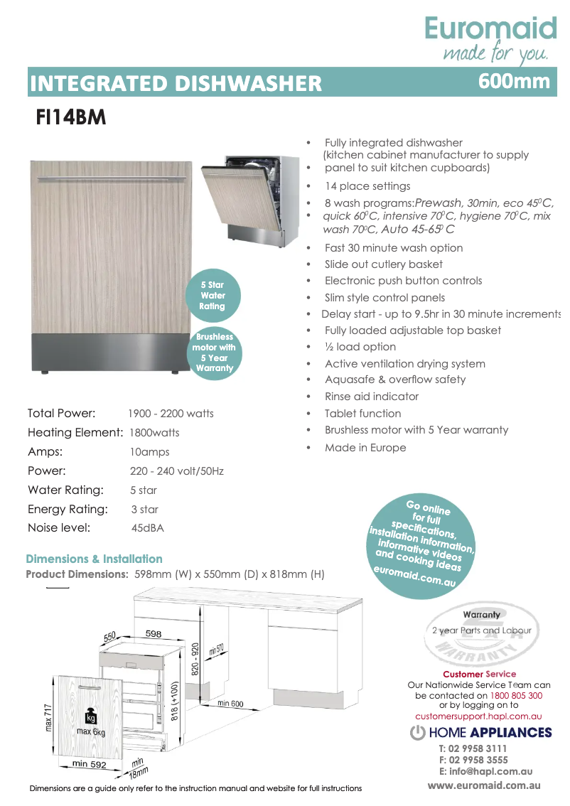Page n°1 - Fiche technique Euromaid FI14BM