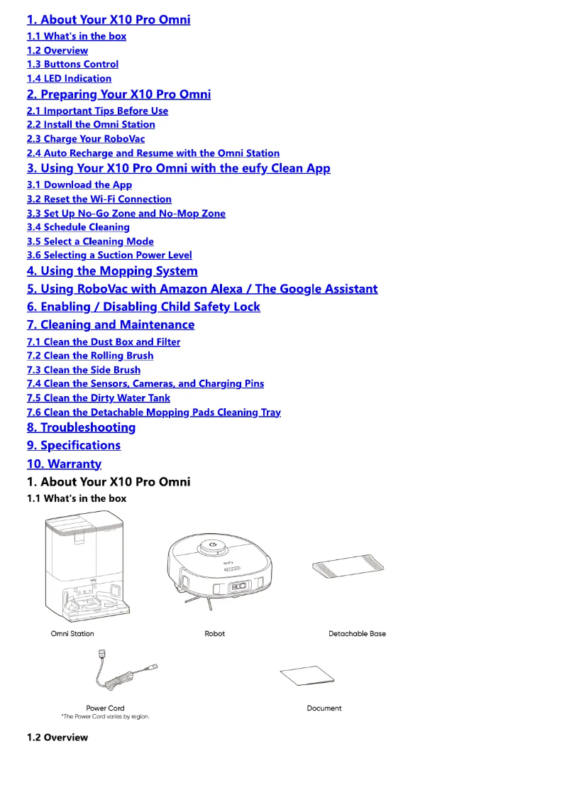 Page 1 de la notice Manuel utilisateur Eufy Clean X10 Pro