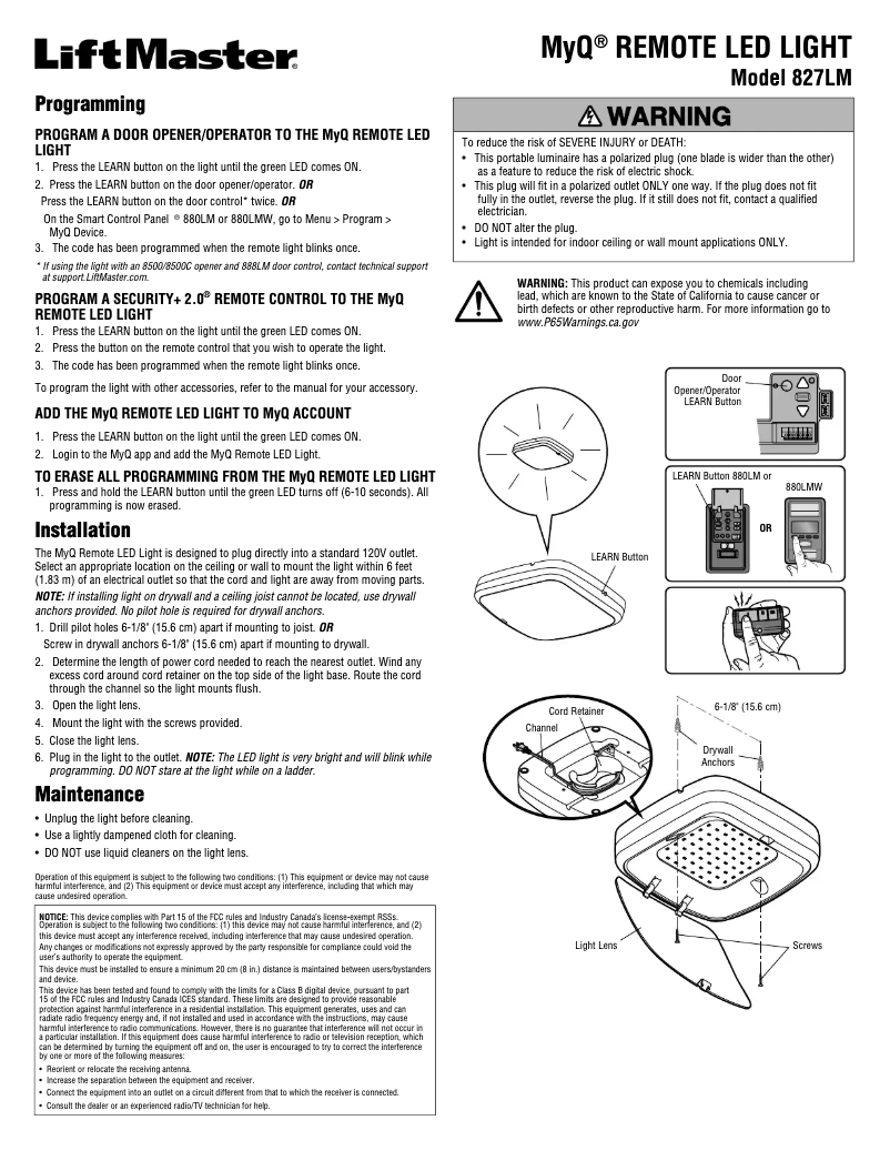 Página 1 del manual Manual de usuario LiftMaster MyQ 827LM
