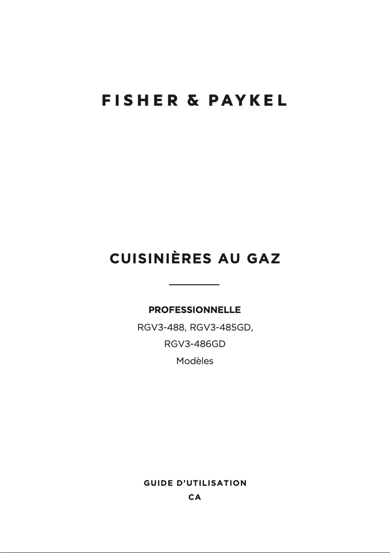 Page 1 de la notice Manuel utilisateur Fisher & Paykel RGV3-486GD