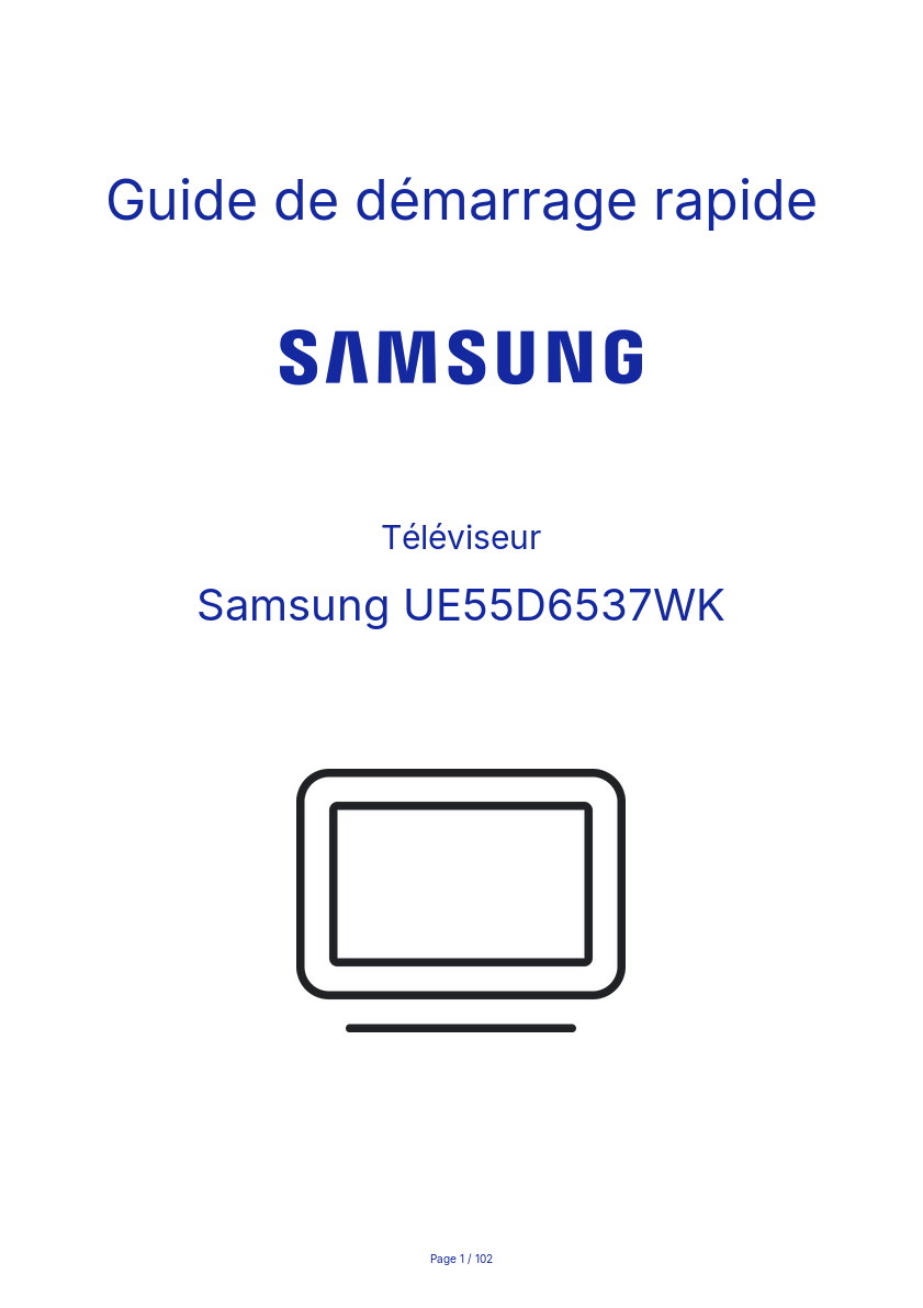 Page n°1 - Guide de démarrage rapide Samsung UE55D6537WK