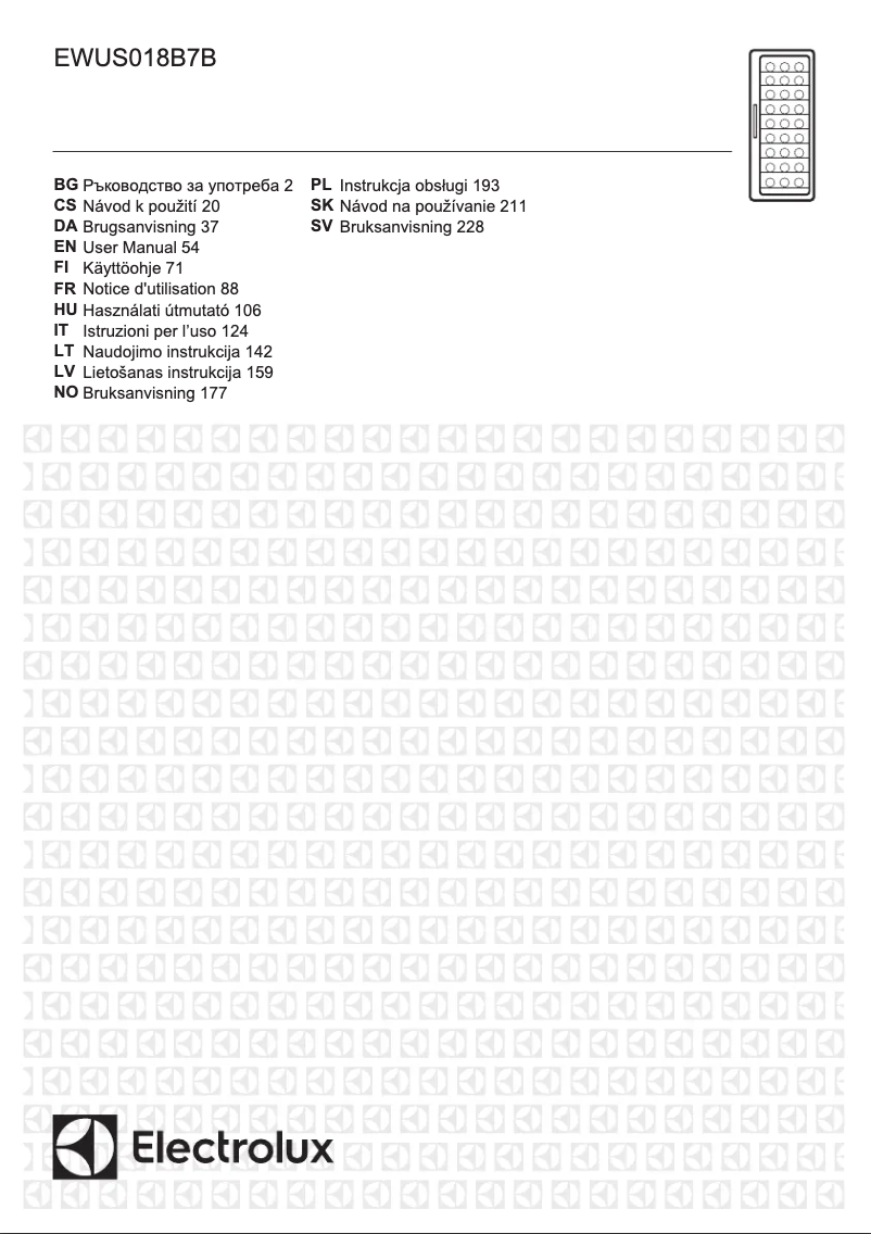 Page 1 de la notice Manuel utilisateur Electrolux EWUS018B7B