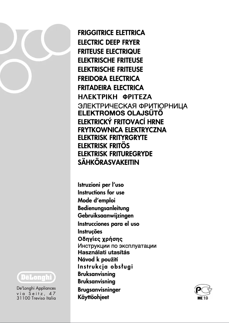 Page 1 de la notice Manuel utilisateur DeLonghi PremiumFry F34528CZ