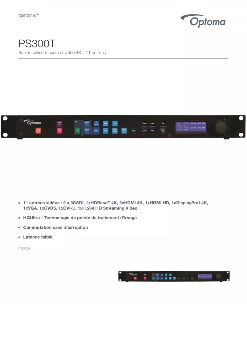 Page n°1 - Fiche technique Optoma PS300T