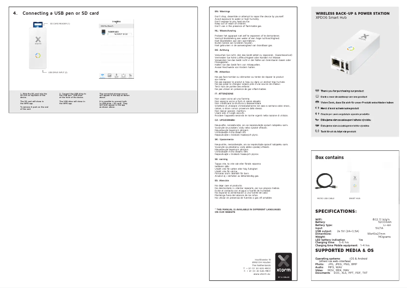 Page 1 de la notice Manuel utilisateur Xtorm XPD06
