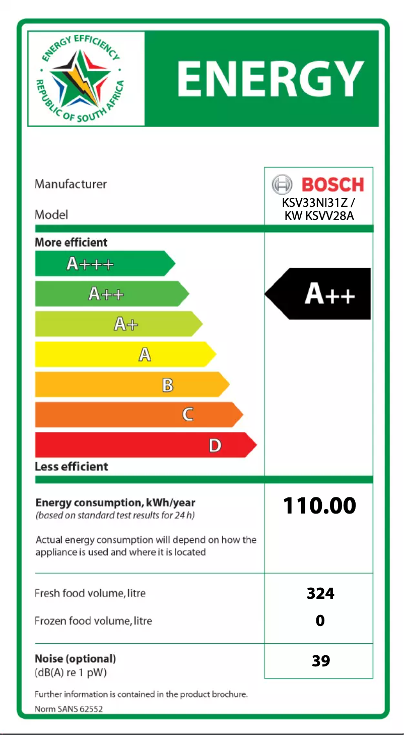 Página 1 del manual Etiqueta energética Bosch KSV33NI31Z