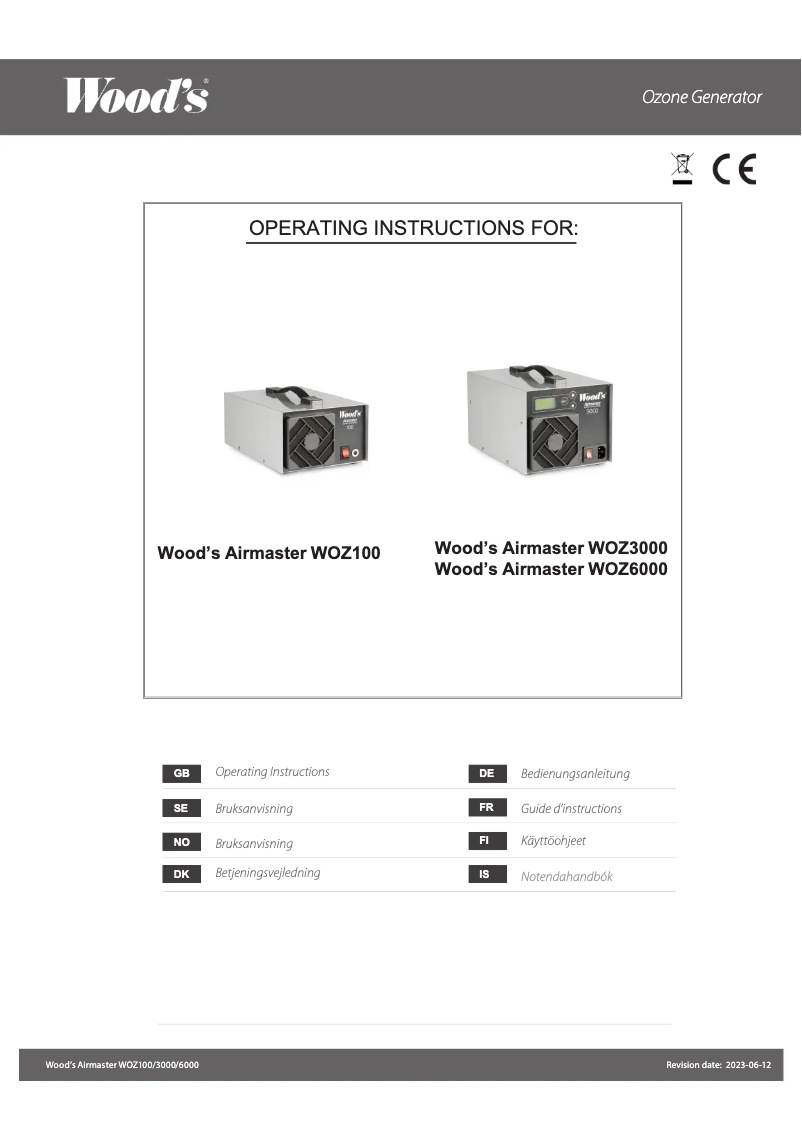 Página 1 del manual Manual de usuario Wood's Airmaster WOZ 3000