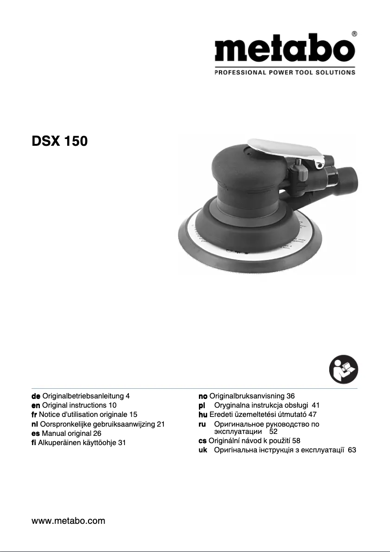 Page 1 de la notice Manuel utilisateur Metabo DSX 150