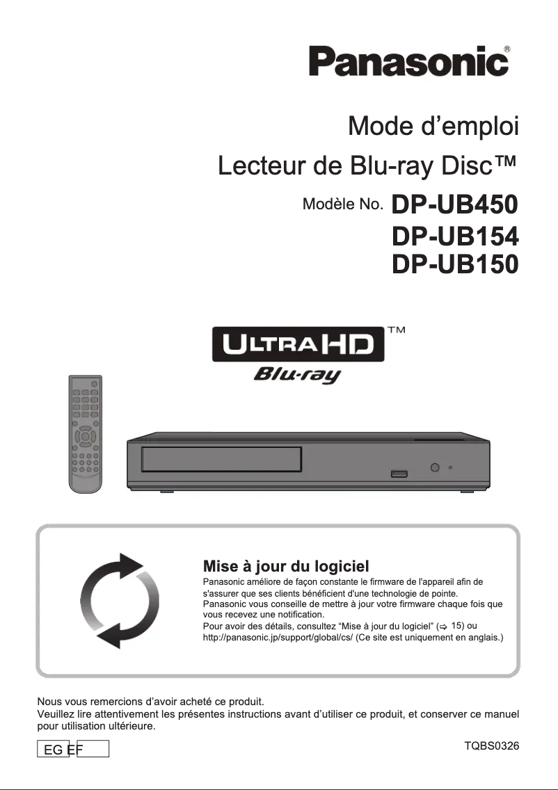 Page 1 de la notice Manuel utilisateur Panasonic DP-UB450
