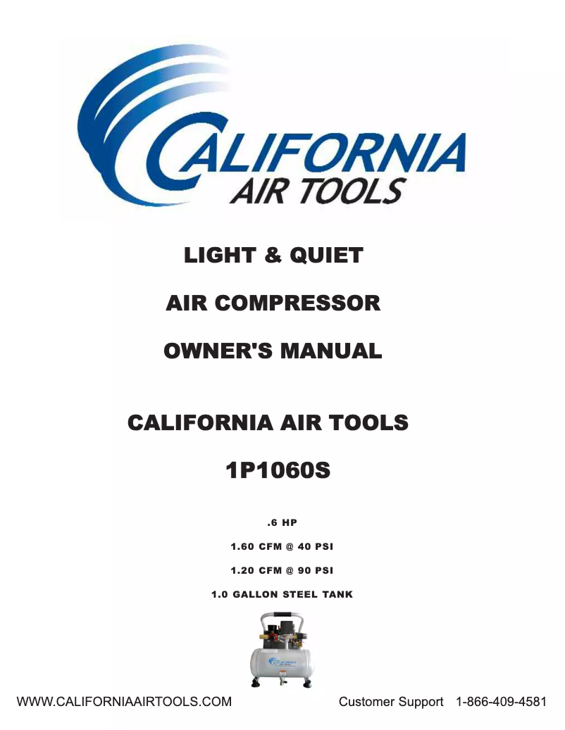 Page 1 de la notice Manuel utilisateur California Air Tools 1P1060S