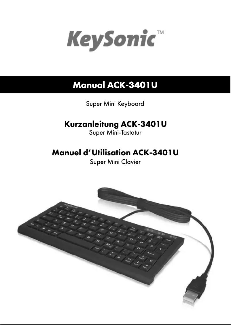 Page n°1 - Manuel utilisateur KeySonic ACK-3401U