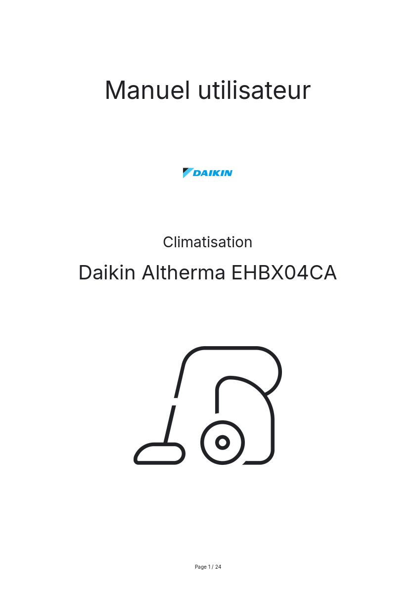 Image de la première page du manuel de l'appareil Altherma EHBX04CA