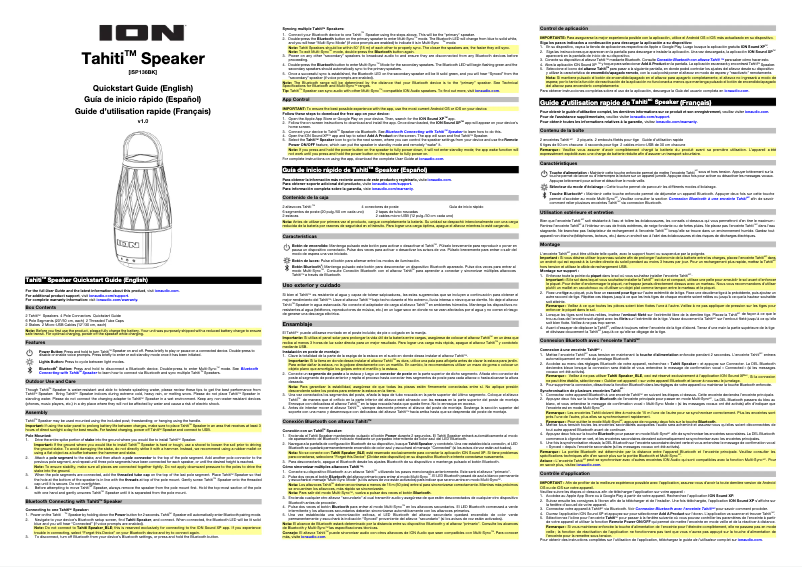 Page 1 de la notice Guide de démarrage rapide ION Tahiti