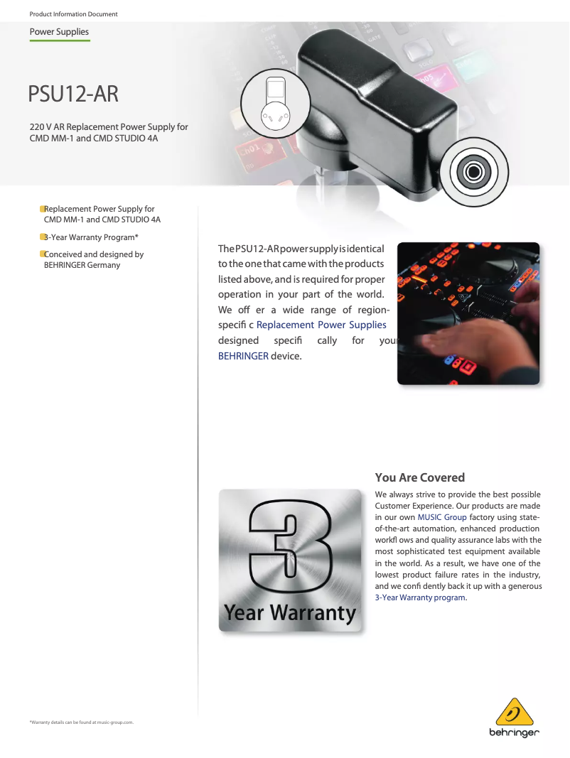 Image de la première page du manuel de l'appareil PSU12-AR