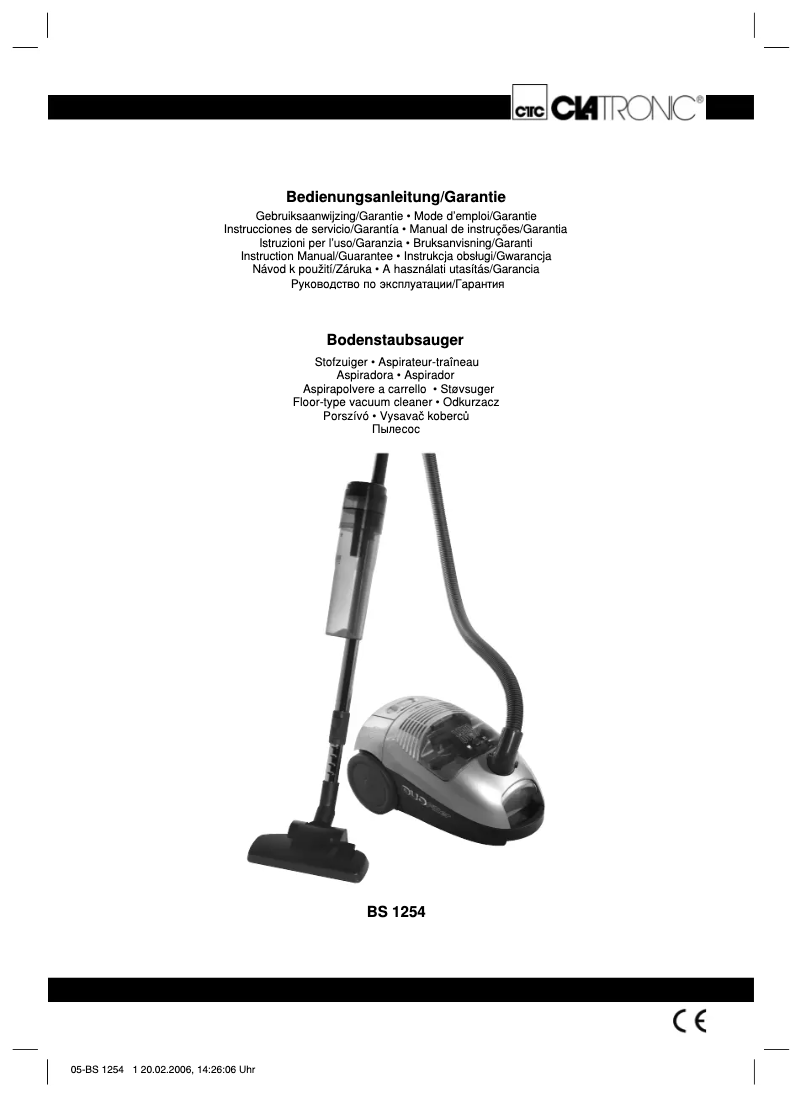 Image de la première page du manuel de l'appareil BS 1254