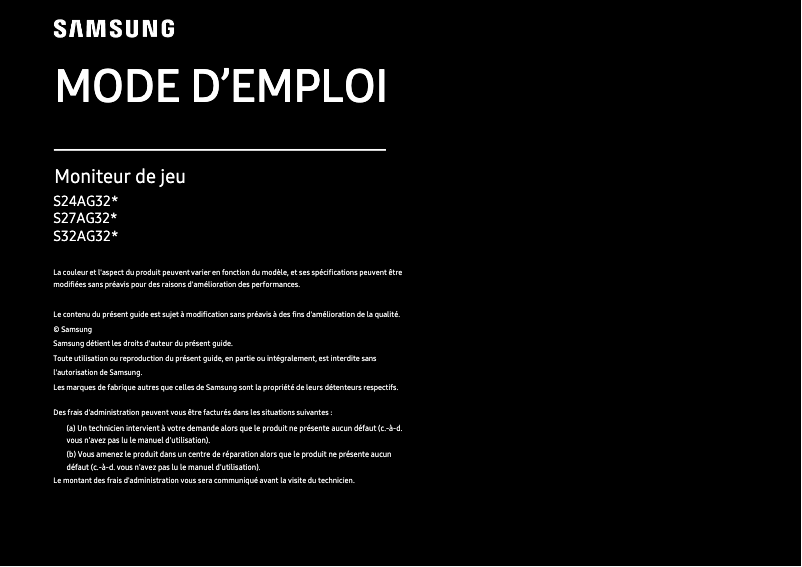 Page 1 de la notice Manuel utilisateur Samsung SyncMaster S24AG320NM
