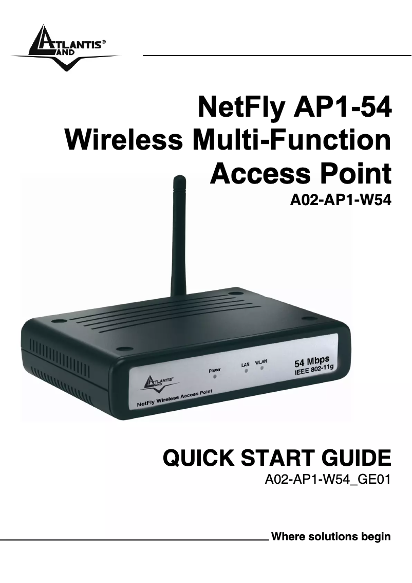 Image de la première page du manuel de l'appareil NetFly-AP1