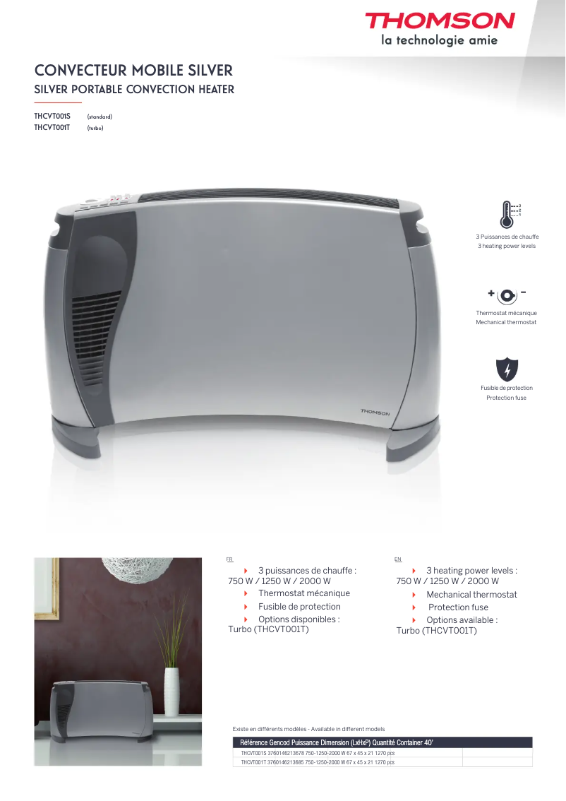 Page n°1 - Fiche technique Thomson THCVT001T