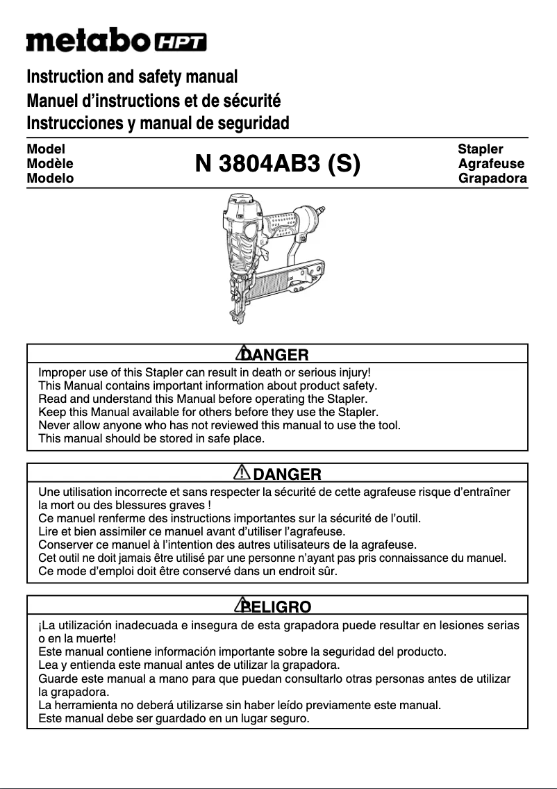 Page n°1 - Manuel utilisateur Metabo N3804AB3(S)