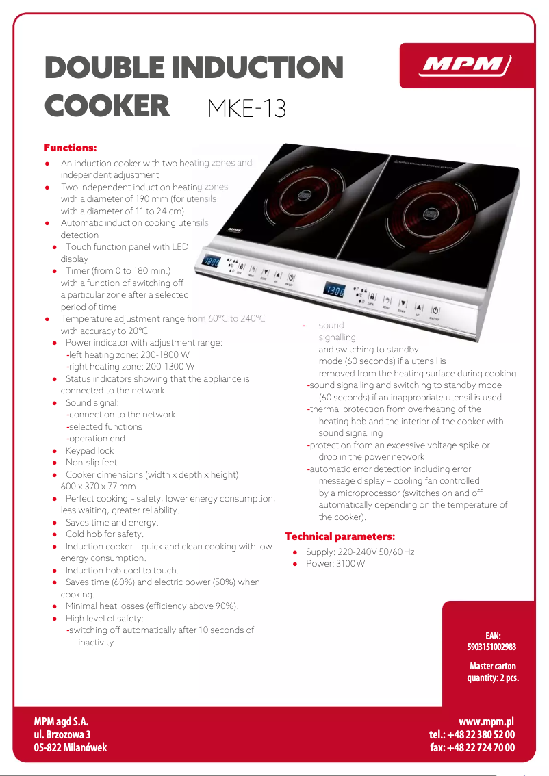 Image de la première page du manuel de l'appareil MKE-13