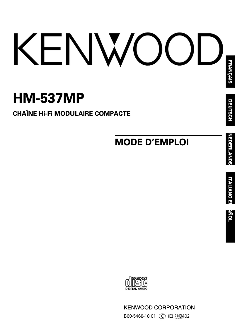 Page n°1 - Manuel utilisateur Kenwood HM-537MP