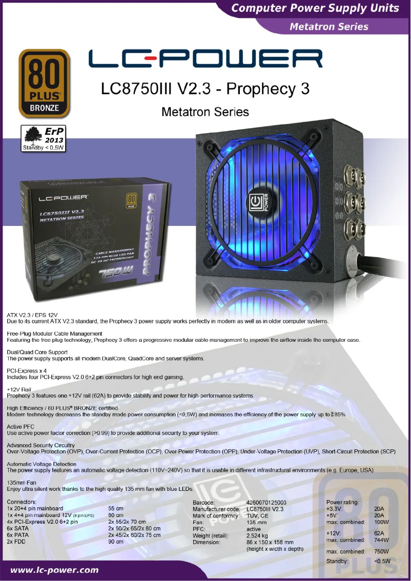 Image de la première page du manuel de l'appareil Prophecy 3 LC8750III V2.3