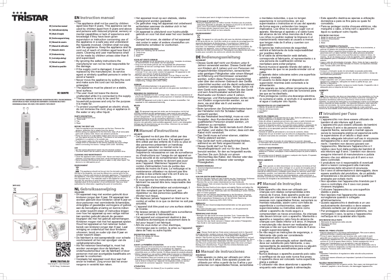 Page 1 de la notice Manuel utilisateur TriStar VE-5809PR