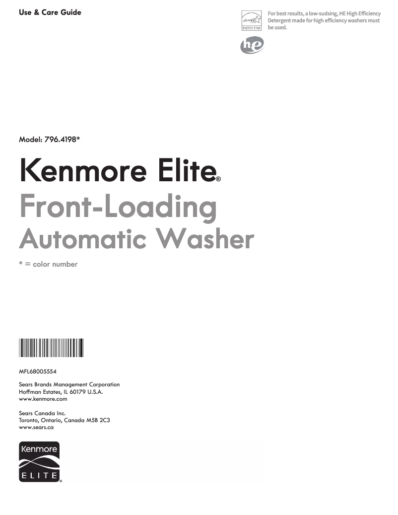 Page 1 de la notice Manuel utilisateur Kenmore 796.41983