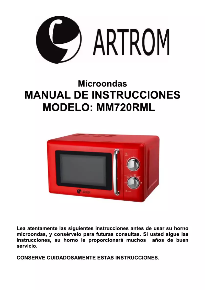 Page n°1 - Manuel utilisateur Artrom MM720RML