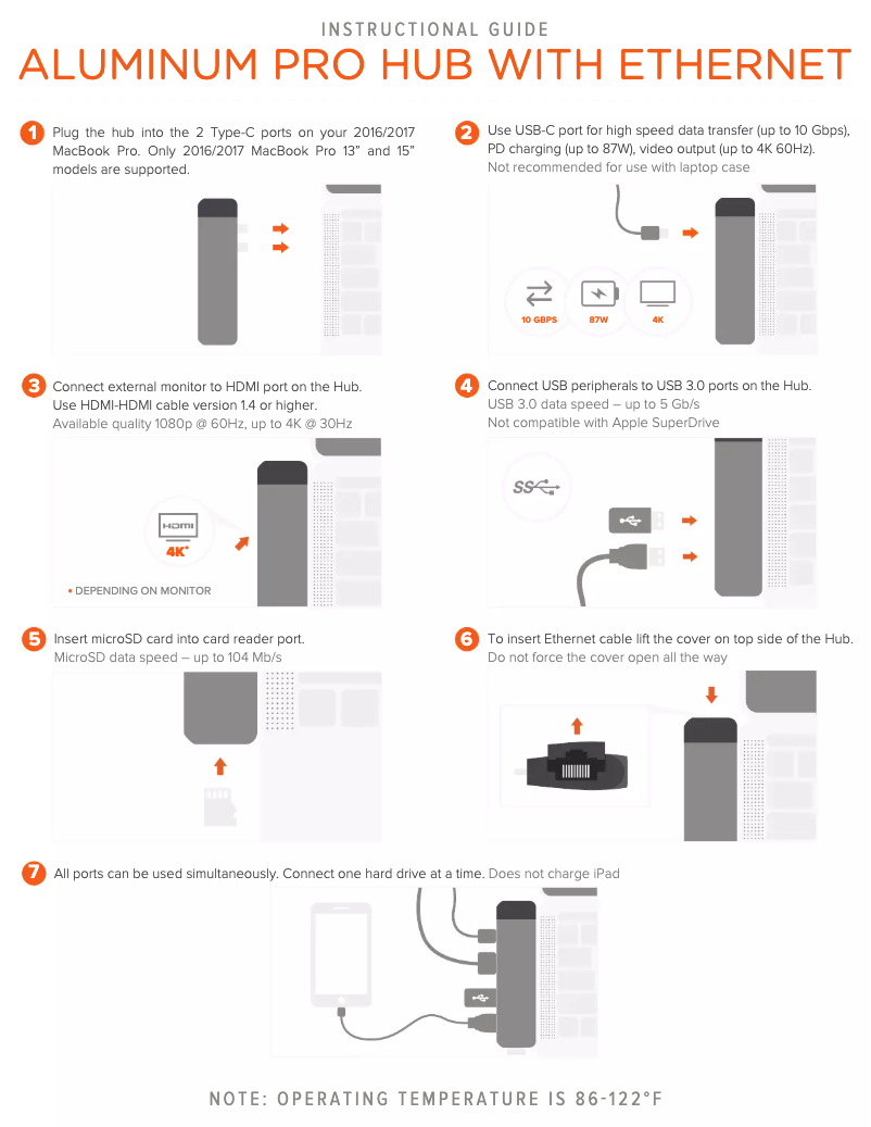 Page 1 de la notice Manuel utilisateur Satechi Type-C Pro Hub Ethernet & 4K HDM