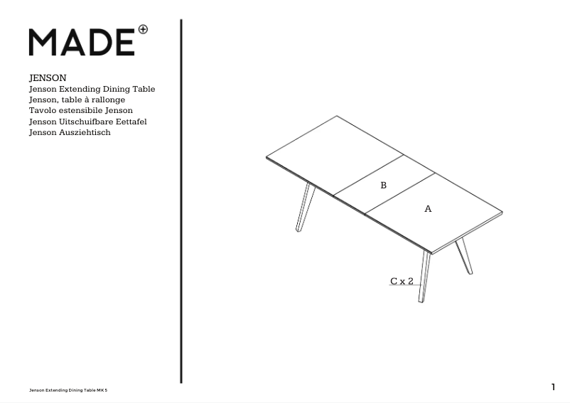 Page 1 de la notice Manuel utilisateur MADE Jenson