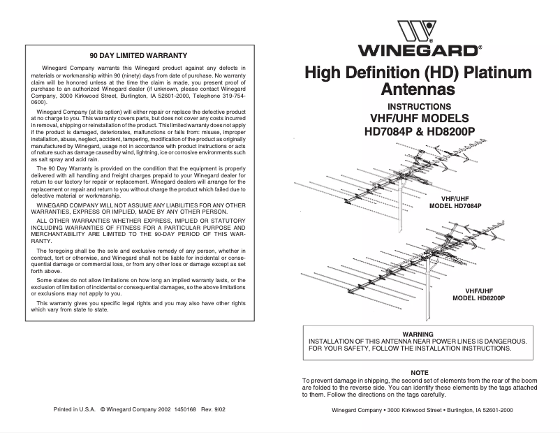 Página 1 del manual Manual de usuario Winegard HD7084