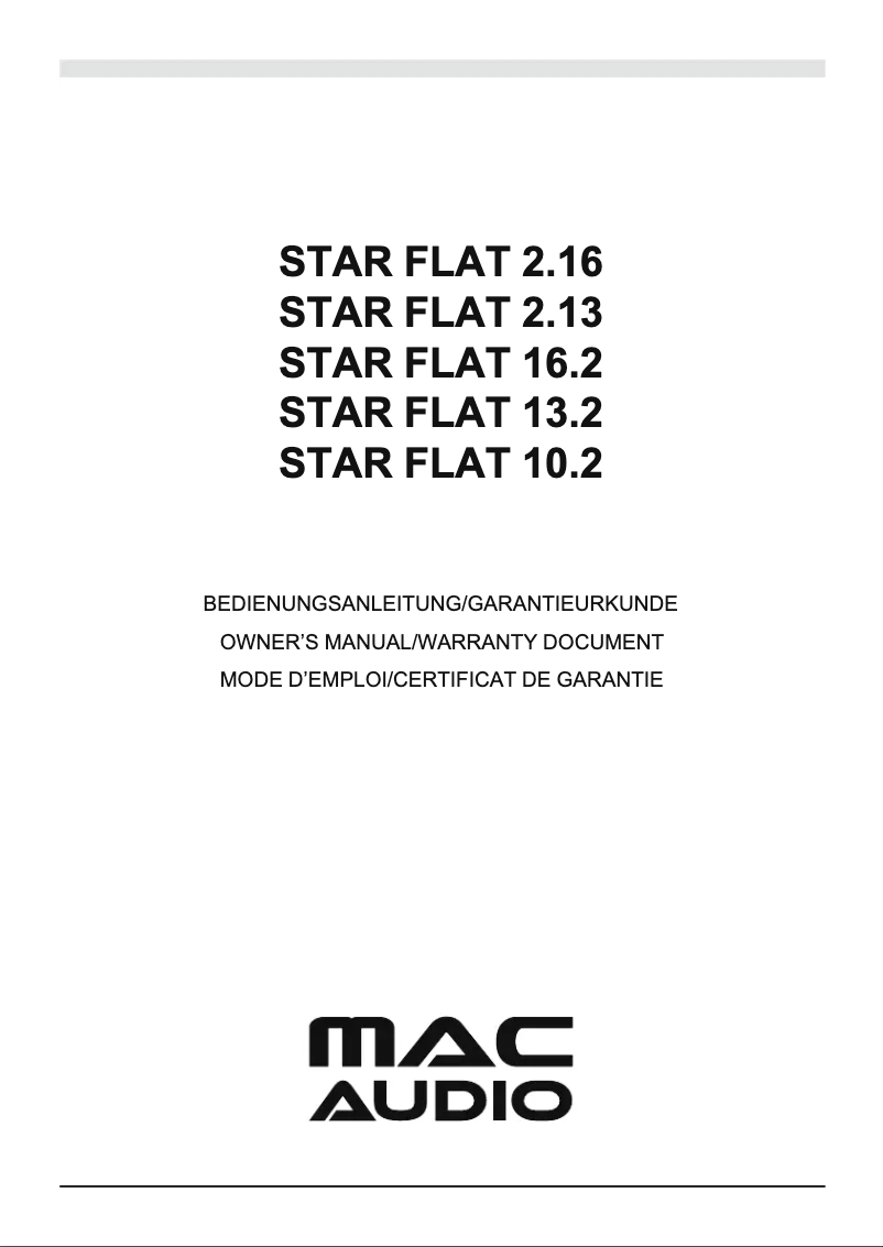 Page 1 de la notice Manuel utilisateur Mac Audio Star Flat 13.2