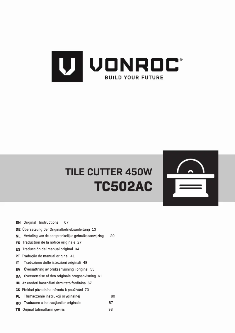 Page n°1 - Manuel utilisateur Vonroc TC502AC