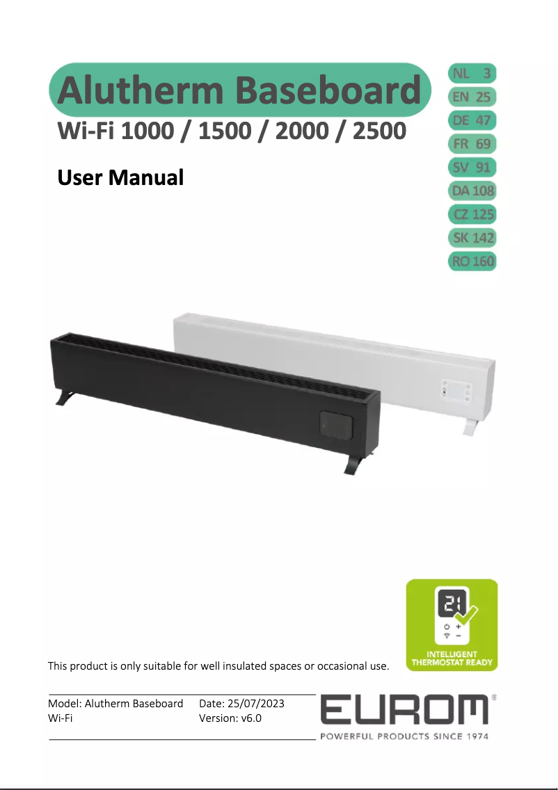 Page 1 de la notice Manuel utilisateur Eurom Alutherm Baseboard 1500